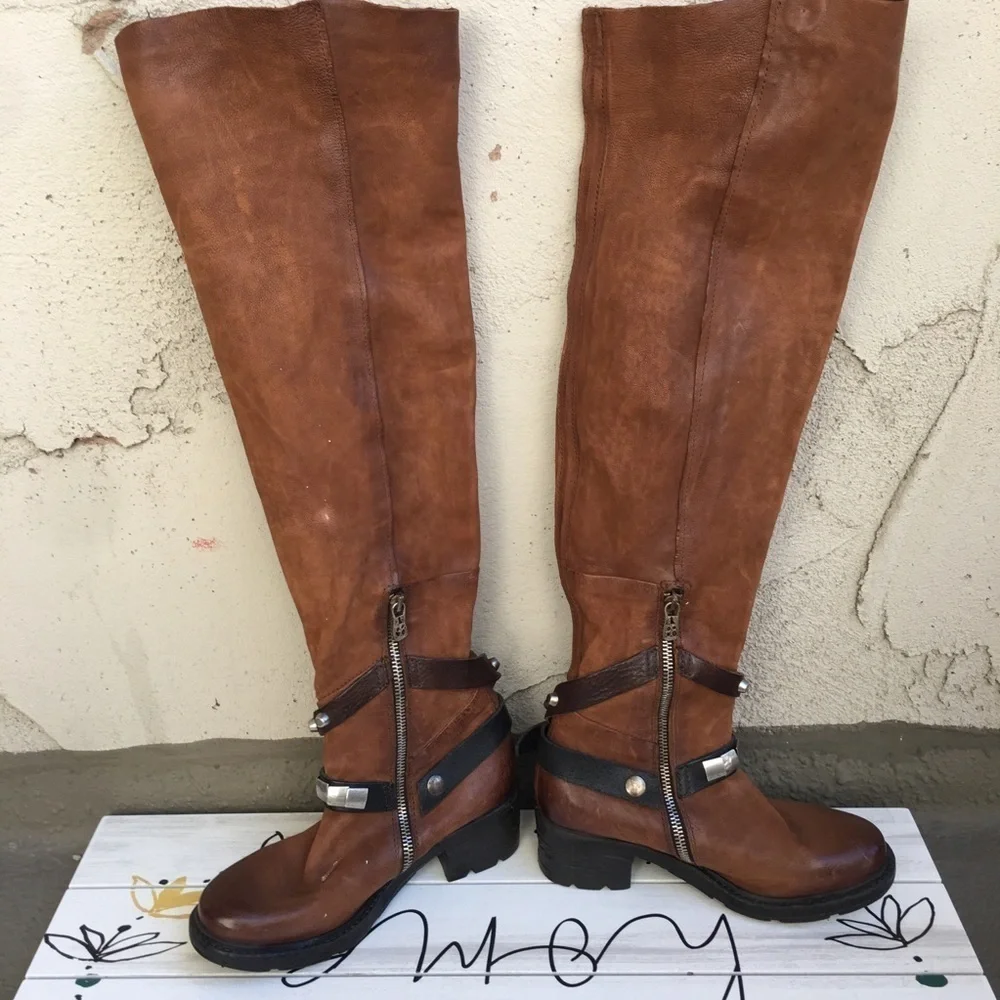 Free People x A.S.98 over the knee Boots in brown size 6